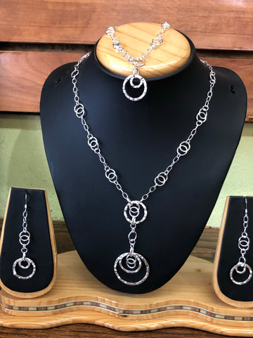 Sterling silver (925) earrings,hand chain, Necklace set.