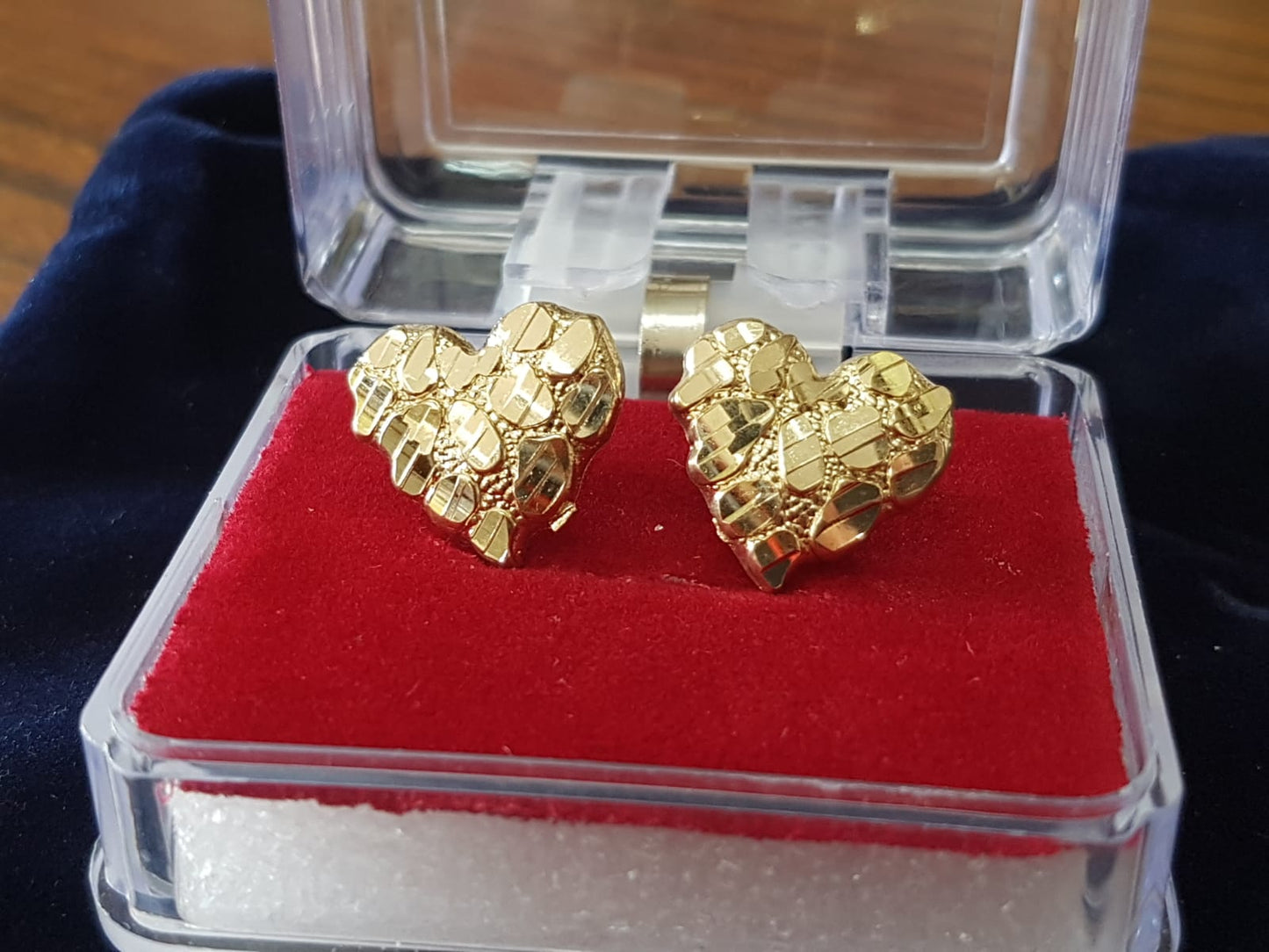 Solid 10 K gold heart nugget earrings