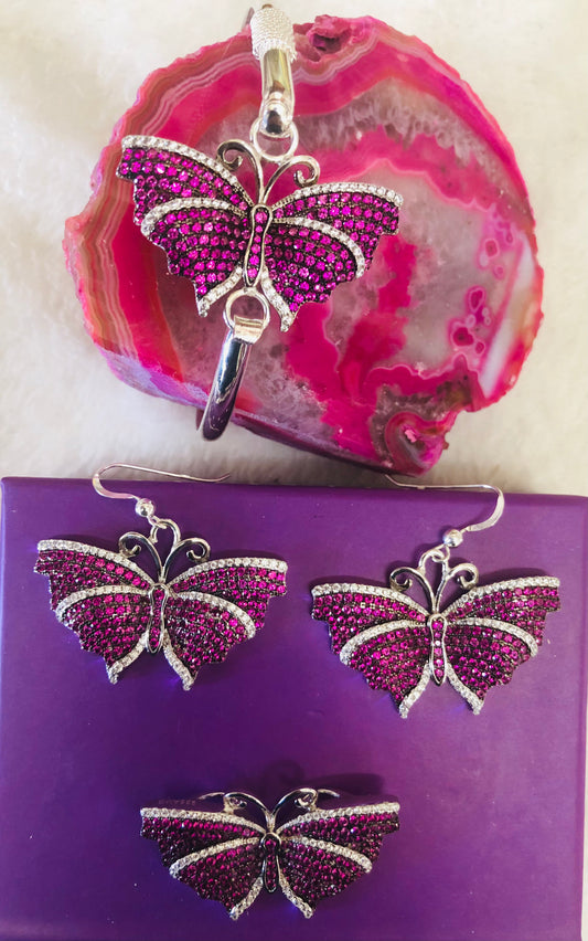 Sterling silver butterfly set.