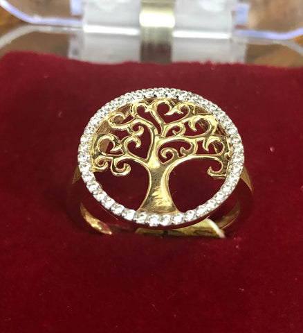 Solid 10 k gold Tree of life ring.