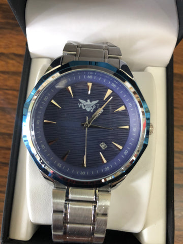 VI flag Men’s  blue and silver color watch