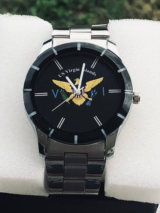 VI flag Silver-black Men’s watch.