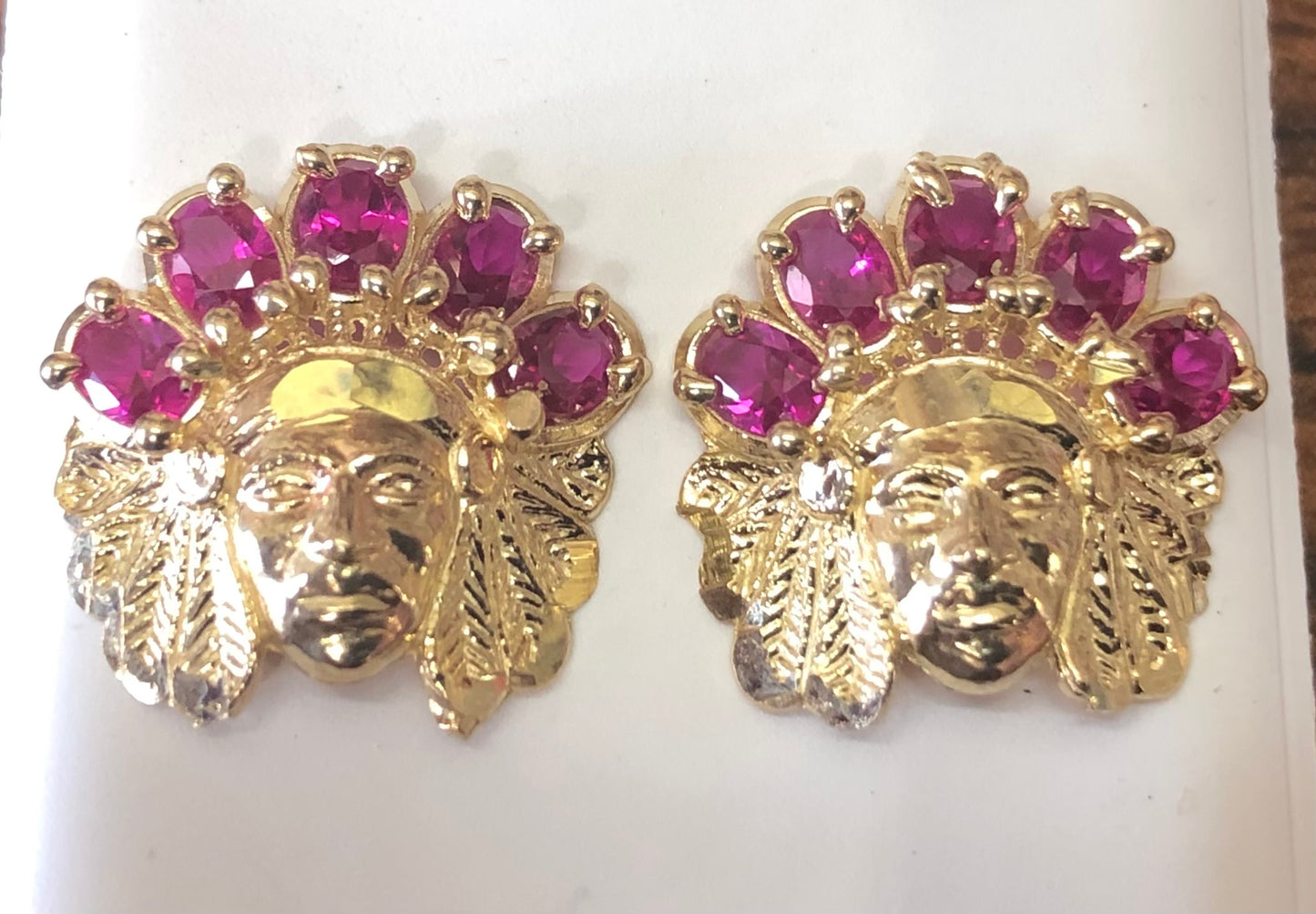 Solid 10 k gold Indian head earrings.