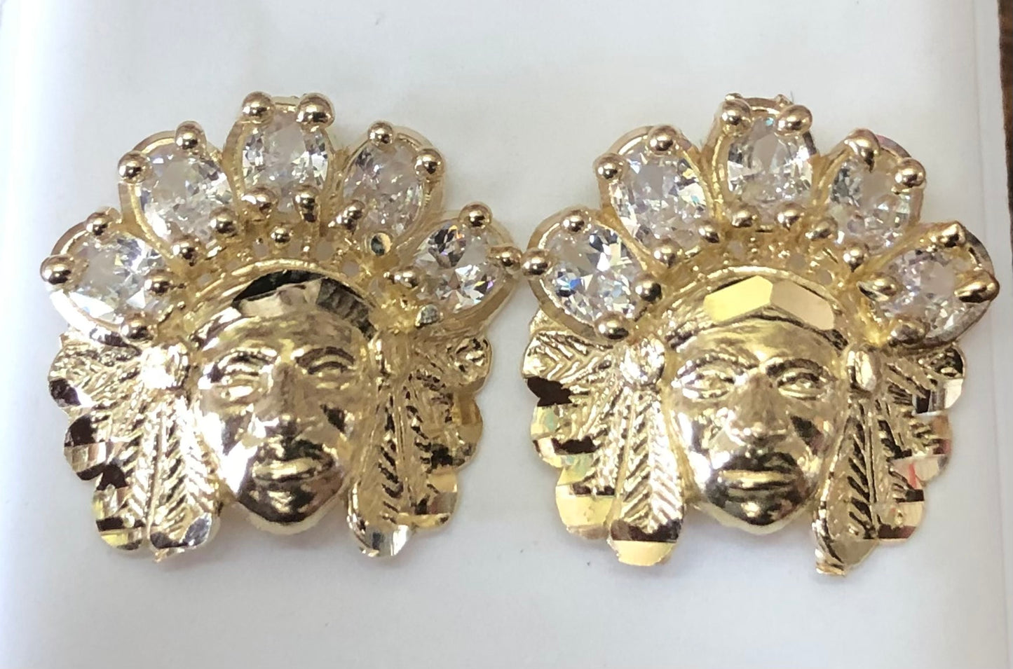 Solid 10 k gold Indian head earrings.