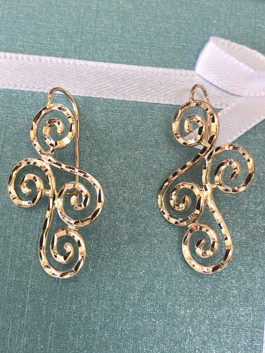 Solid 10k and 14k Gold Swirly-Curly Earrings