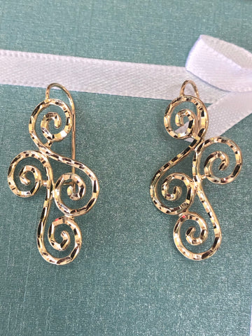 10k and 14k Gold Swirly-Curly Earrings