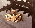Solid 10k gold VI Eagle pendant .