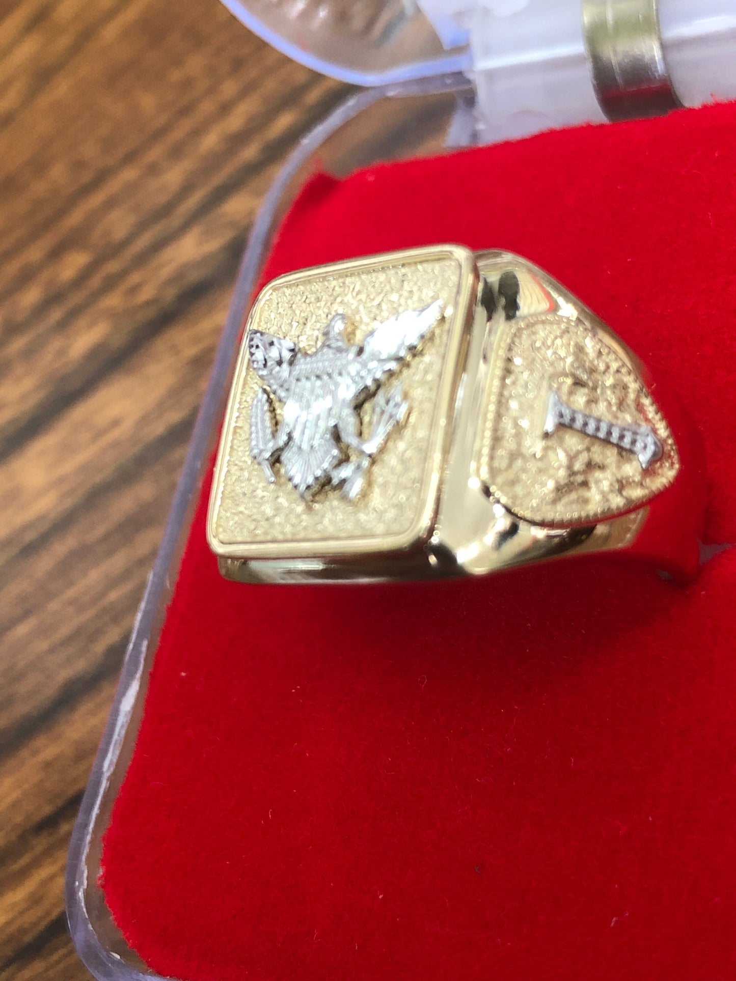 14 K solid gold VI Eagle men’s ring.