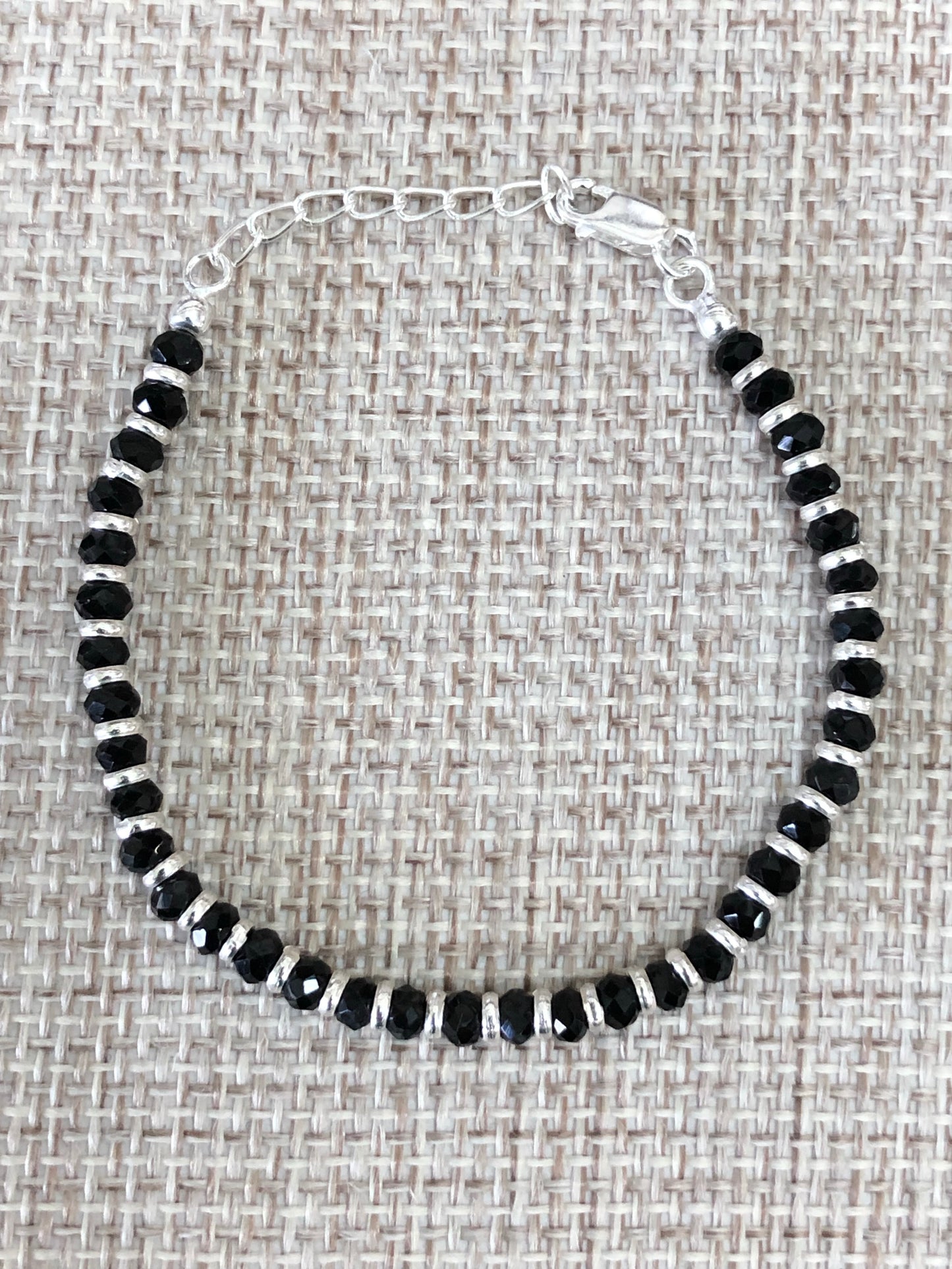 925 Sterling silver adjustable black and silver beads baby bracelet.