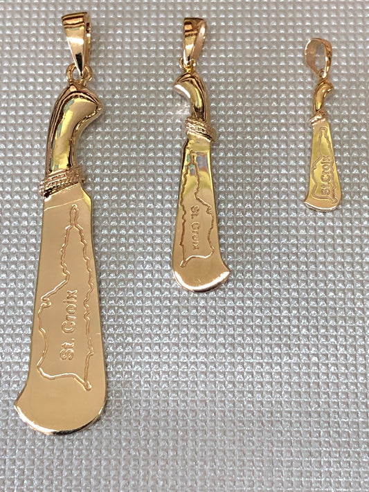 Solid 10 k gold Machete pendant collection.