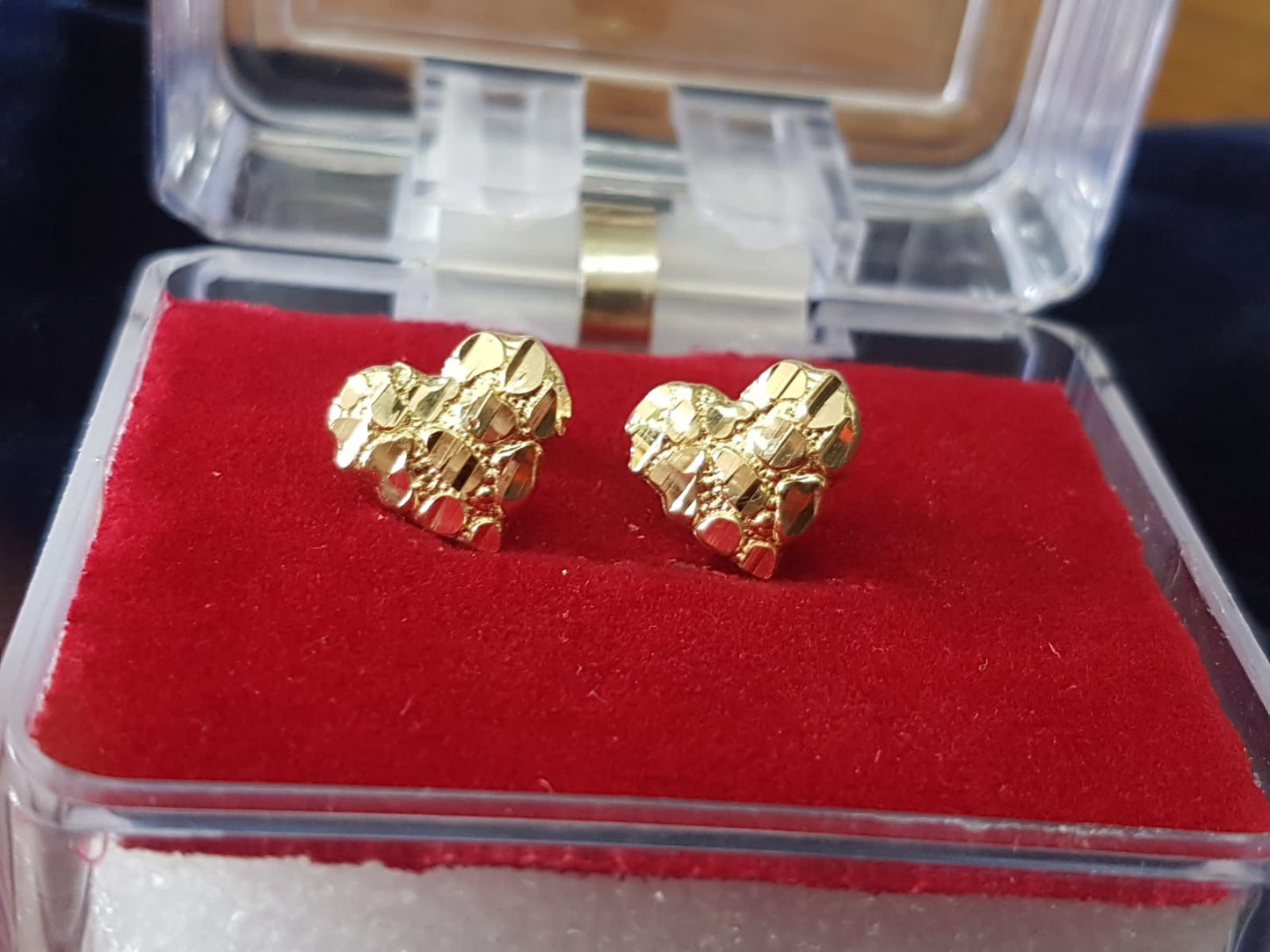 Solid 10 K gold heart nugget earrings