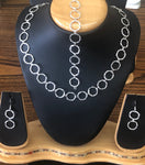 Sterling silver (925) adjustable circle set.(earrings,hand chain, necklace)