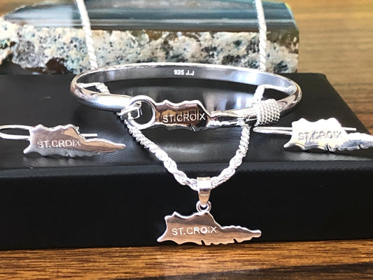 925 Sterling silver kid’s ST.Croix map set