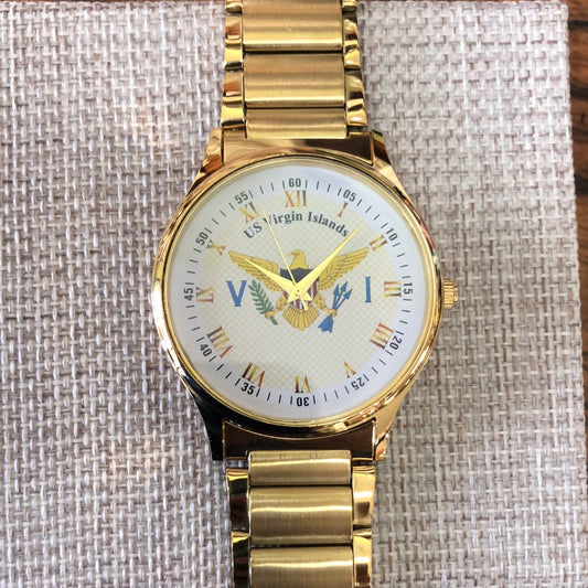 VI Flag gold Color Men’s watch.