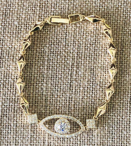 Eye gold plated hand chain
