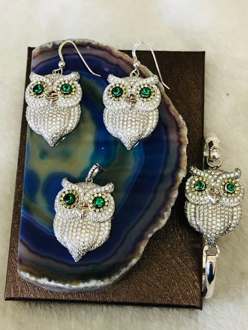 Sterling silver owl set