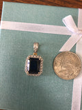 Solid 14 k gold blue sapphire Stone Pendant 5.2 gram.