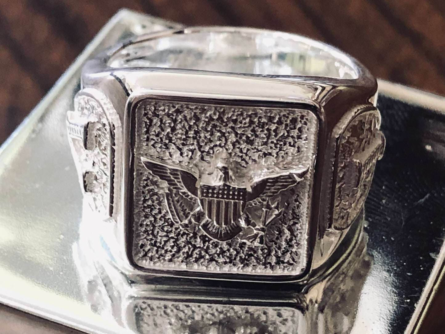 sterling silver (925) V.I. Eagle solid Man ring.