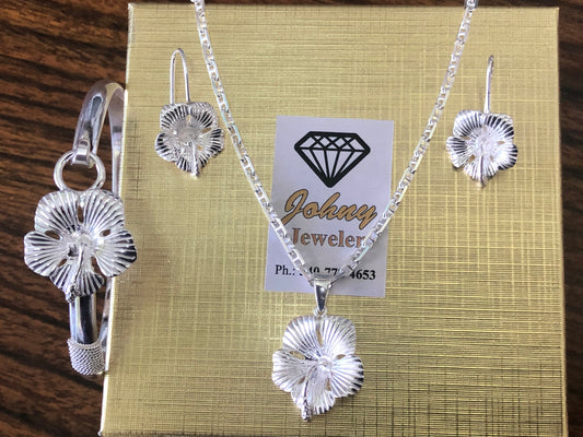 925 Sterling silver Small hibiscus set.