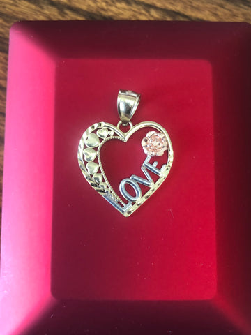 Solid 10 k gold Love- heart pendant