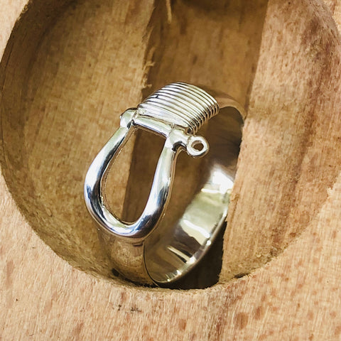 925 Sterling silver gold wrapped Shackle ring